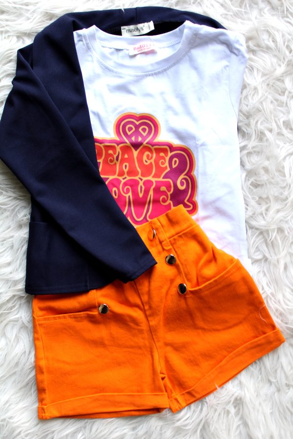 Setje peacelove oranje en blazer blauw