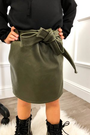 Rokje leather look groen