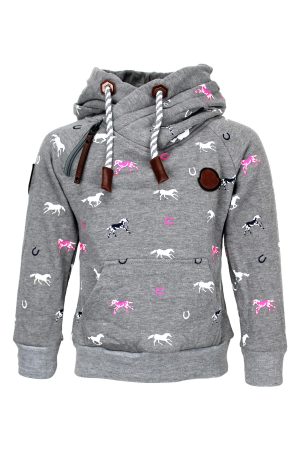 Hoodie paardjes grijs