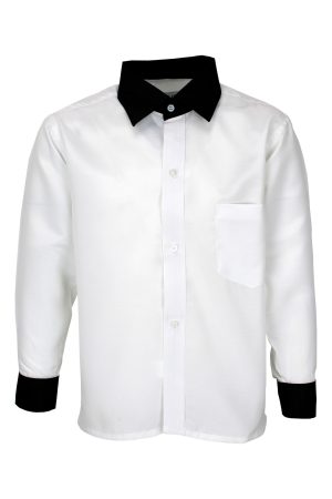 Blouse wit zwarte kraag