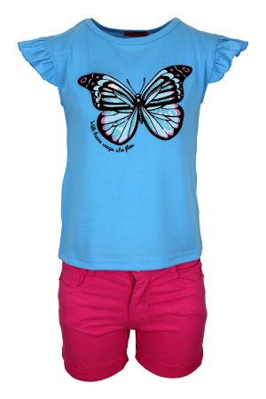 Setje Butterfly glitter blauw