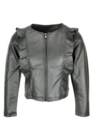 leren ruffle jasje groen