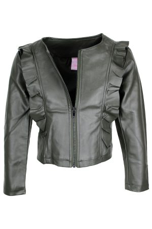 leren ruffle jasje groen