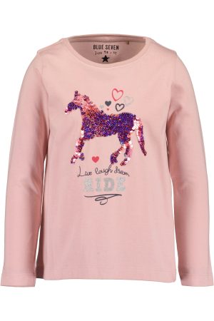 Shirtje Blueseven pailletjespaard roze