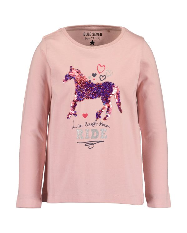 Shirtje Blueseven pailletjespaard roze
