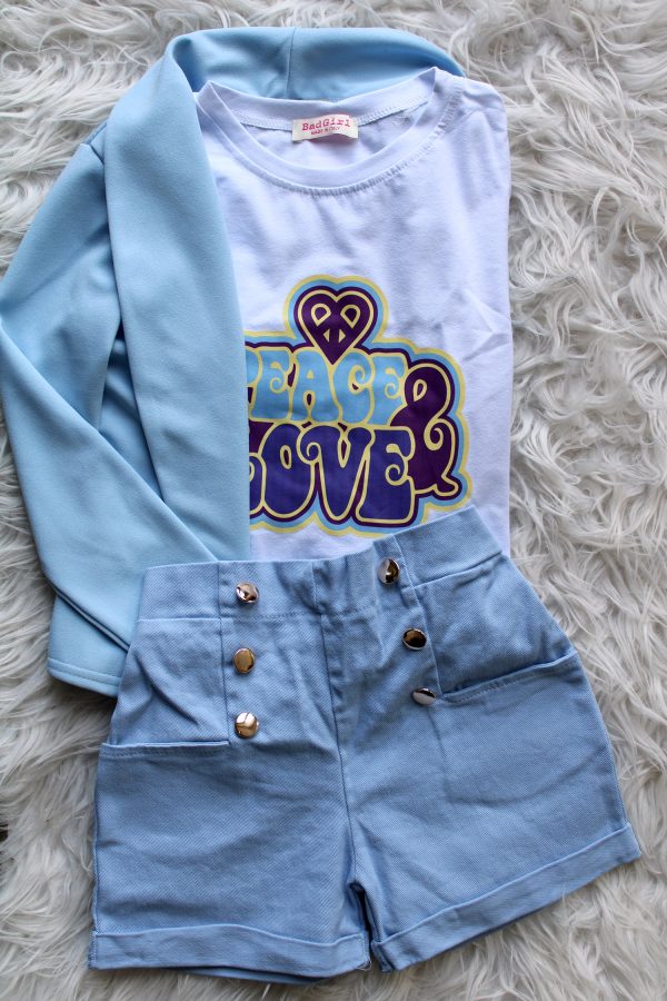 Setje peacelove blauw en blazer blauw