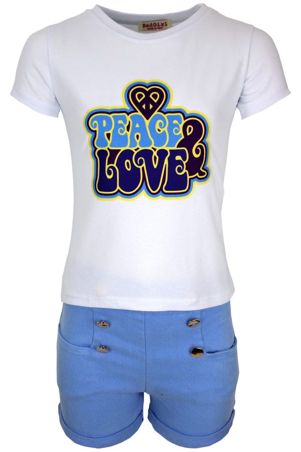 Setje peacelove blauw