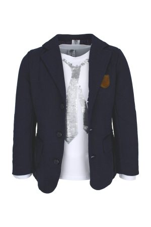 Shirtje pailletten stropdas wit